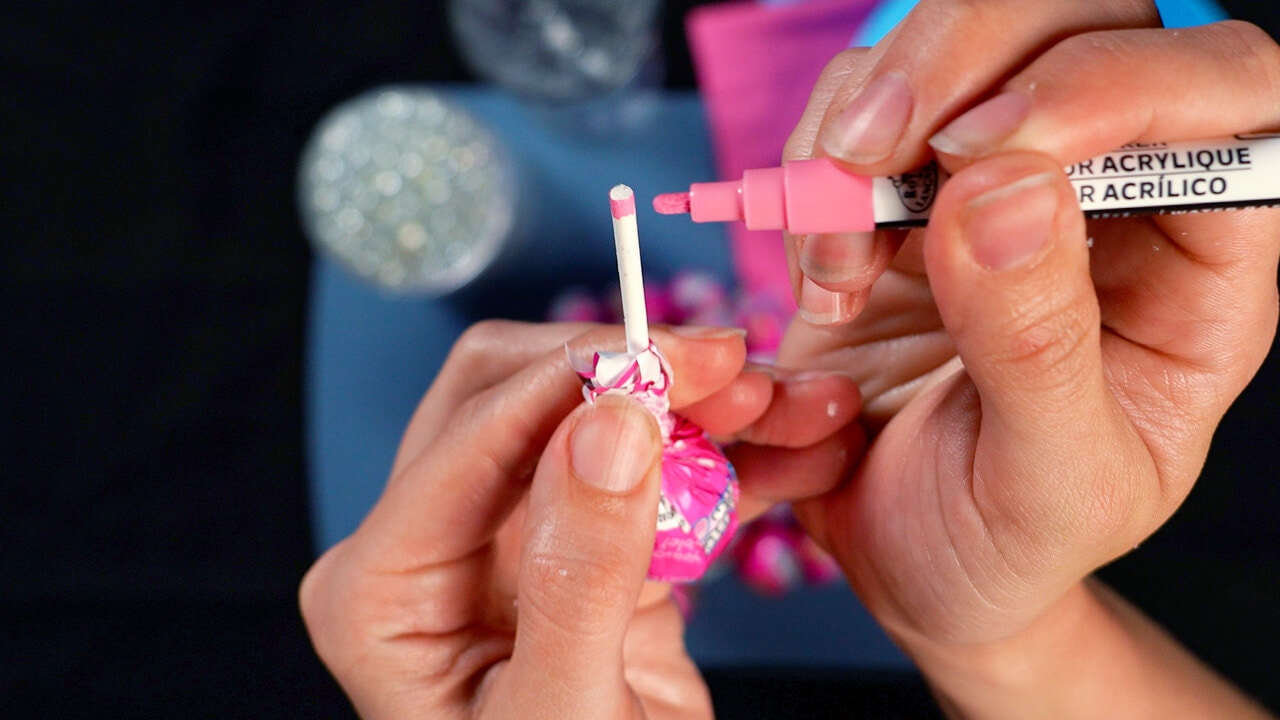 lollipop sticks colored with marker