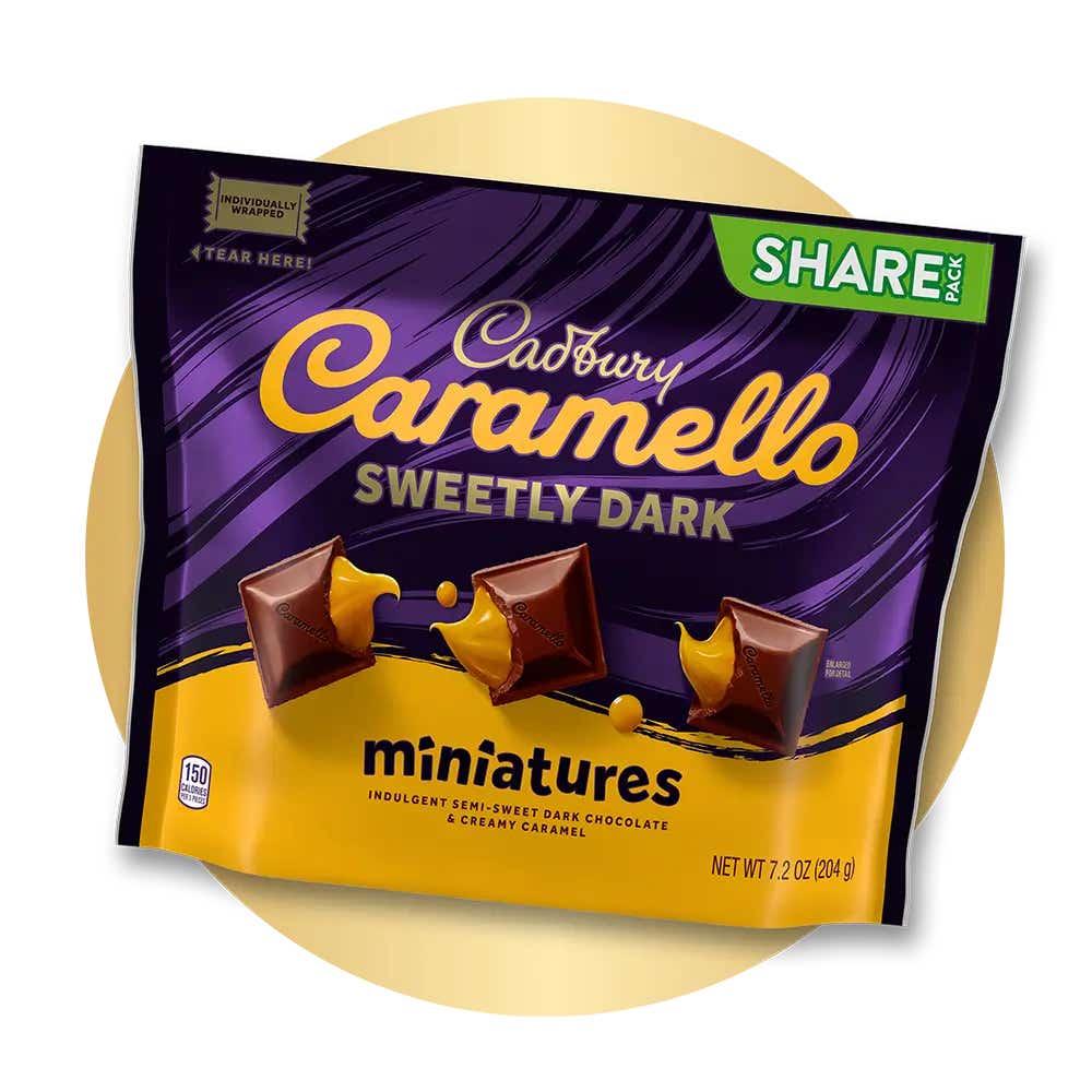 bag of cadbury caramello sweetly dark creamy caramel miniatures candy