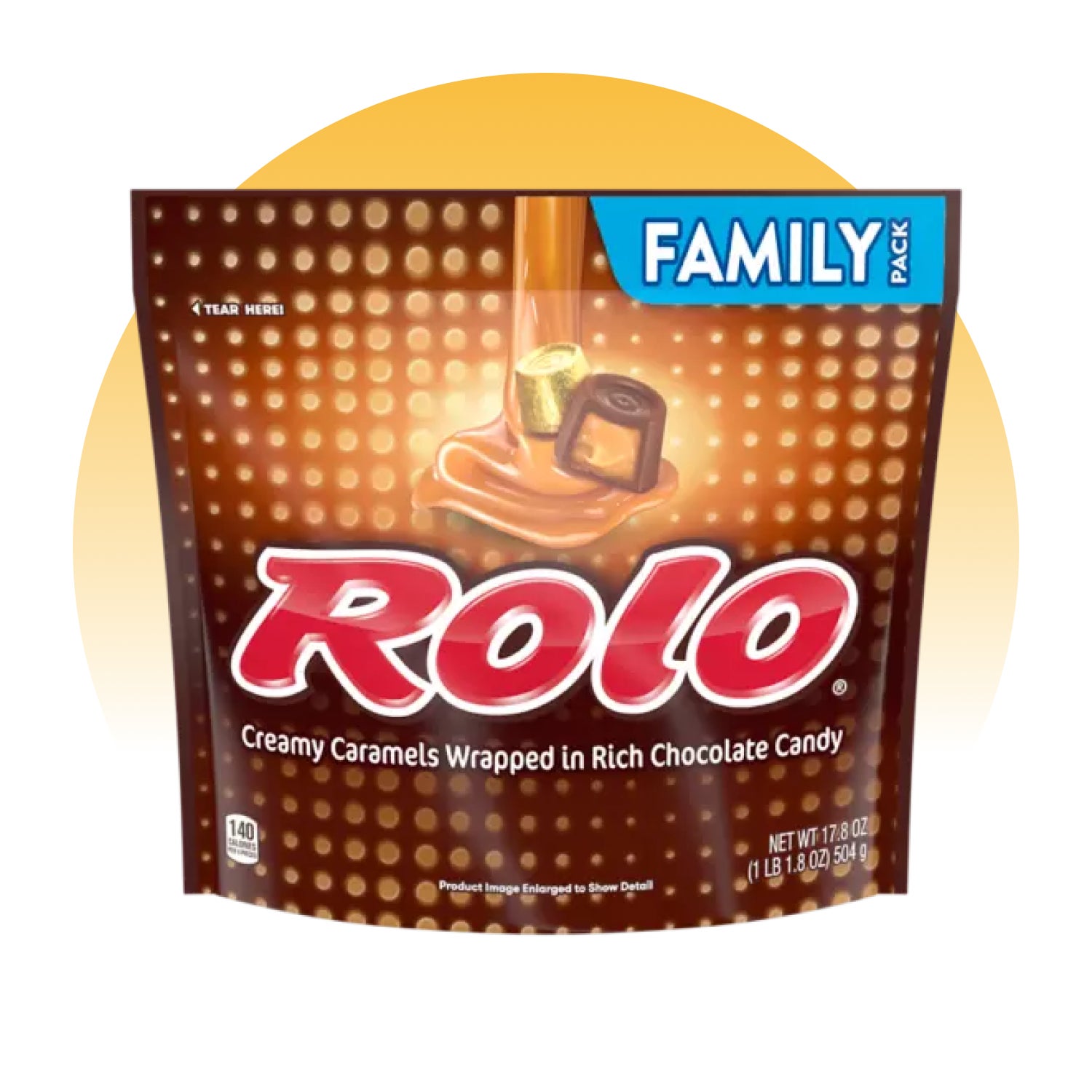 bag of rolo creamy caramels in rich chocolate candy