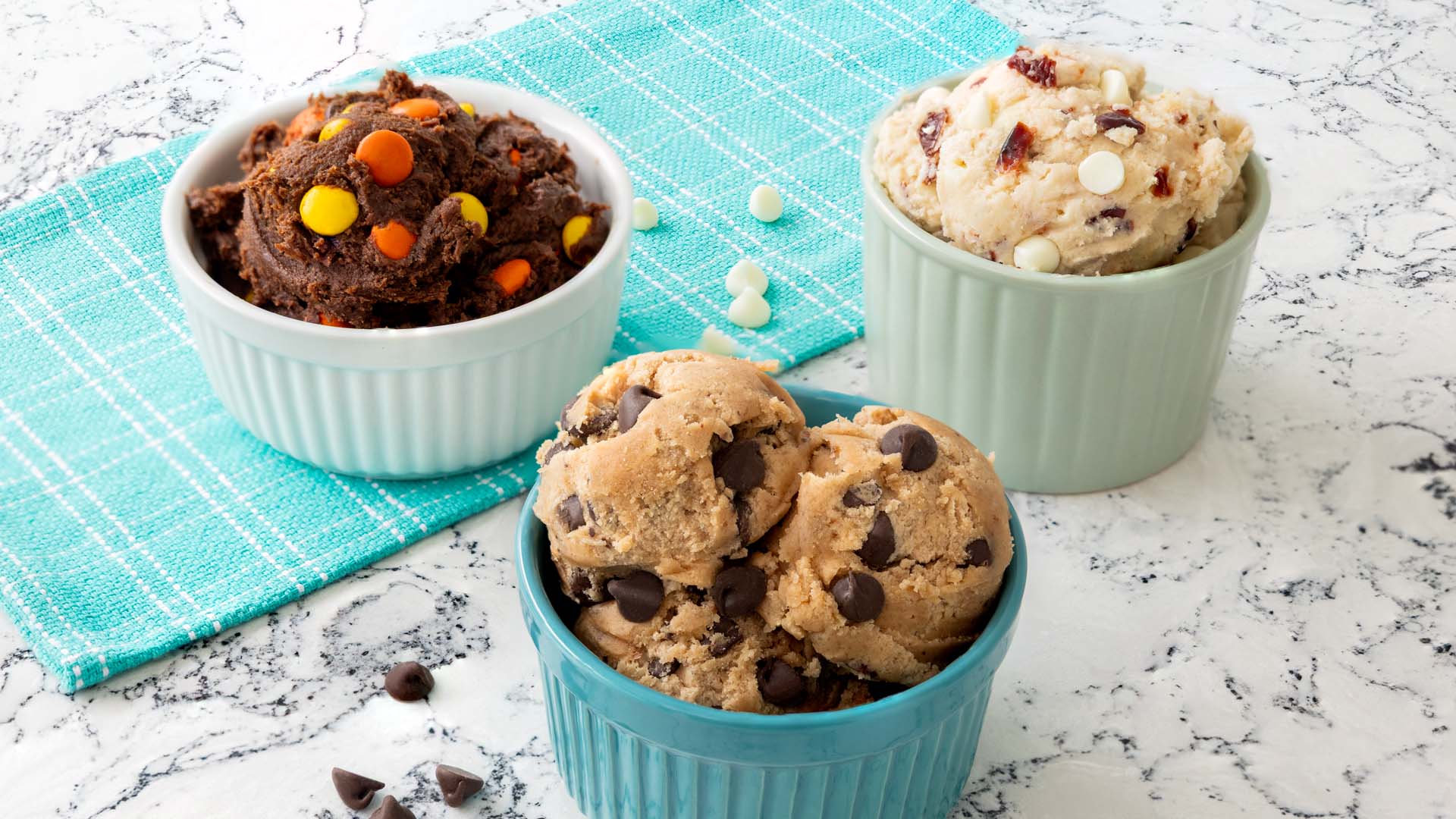 individual bowls of cookies dough flavors